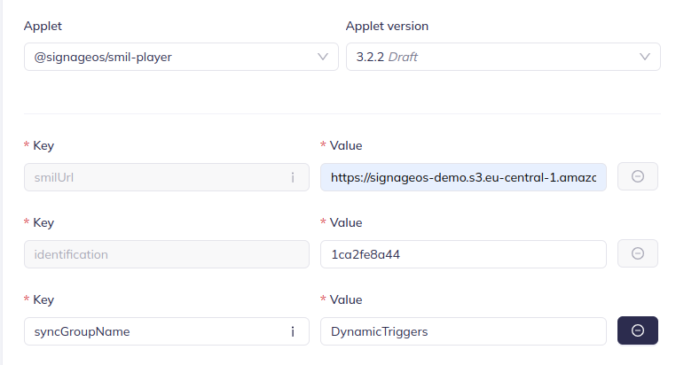 Applet timing configuration