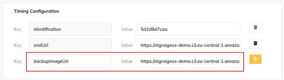 Set backup image in applet configuration